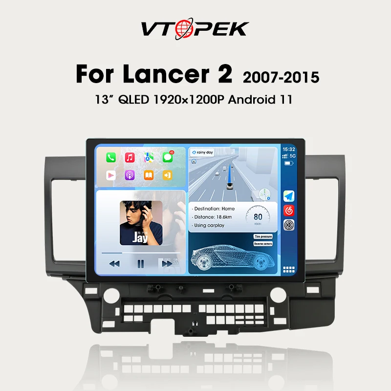 

Vtopek 2Din 13.1" QLED 2K Wireless Carplay Android Auto Car Radio For Mitsubishi Lancer 2 2007-2015 Multimedia Autoradio GPS