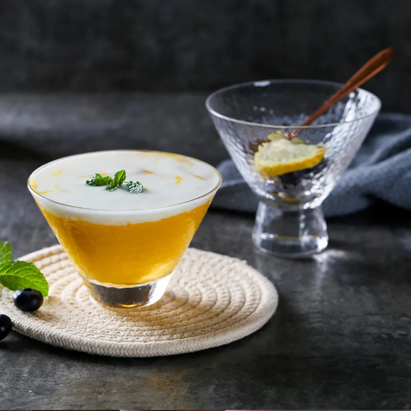 

2PCS Salad Bow Glass Dessert Cup Ice Cream Milkshake Creative Household Salad Cup For Valentine's Day Gifts Kitchen Tableware