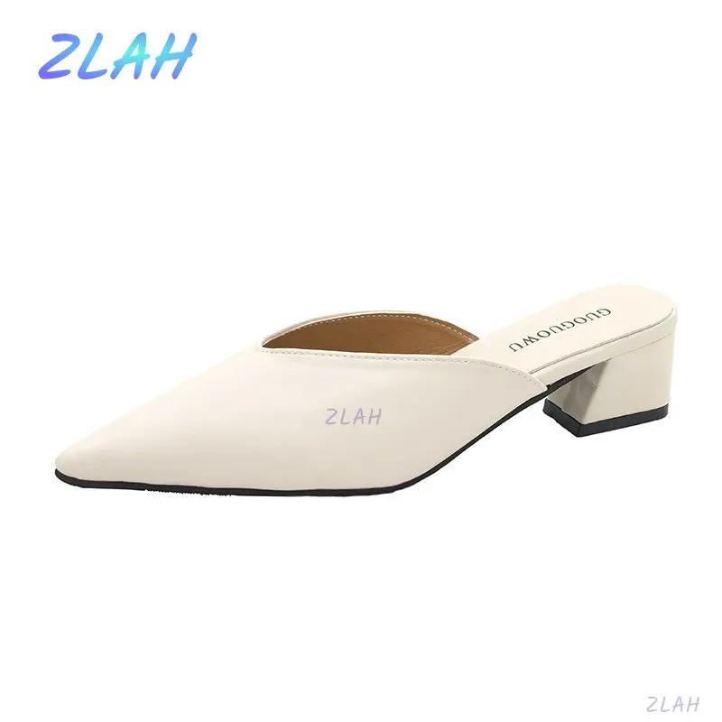 

Summer Square Heel Women's Slippers Mules Zlah Women's Slippers Fashion Women's Sandals Women's Shoes Low Heel Party Shoes