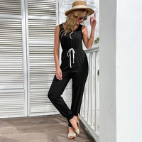 2022 summer clothing square neck sleeveless waist with slim black for women 2 piece sets womens outfits