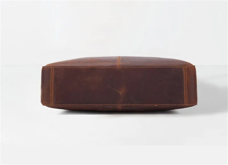 Vintage simple large capacity genuine leather unisex tote bag casual daily work men's crazy horse cowhide handbag shoulder bag