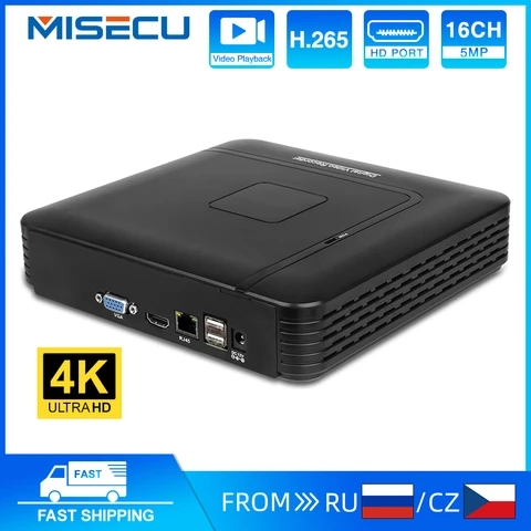 MISECU H.265 + Mini NVR 16CH 8MP 4K/5M/4M/3M/1080P выход для IP-камеры безопасности комплект видеорегистратор Обнаружение движения P2P Onvif