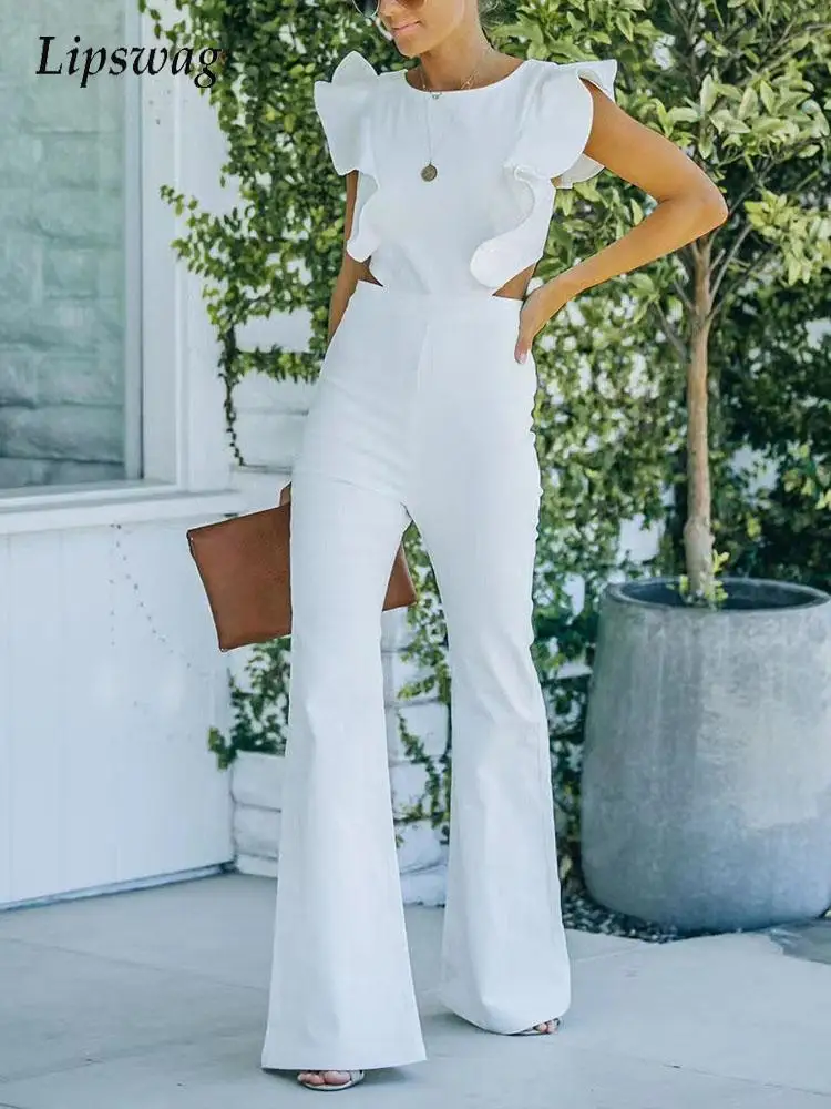 

Elegant Women Two Piece Sets 2022 Summer Casual Ruffle Blouses And Wide Leg Pants Suits Office Ladies Spring New Fashion Outfits
