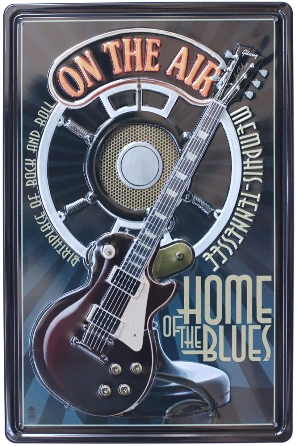 

Rock and Roll On The Air Art Poster Metal Tin Sign, Emboss Tag