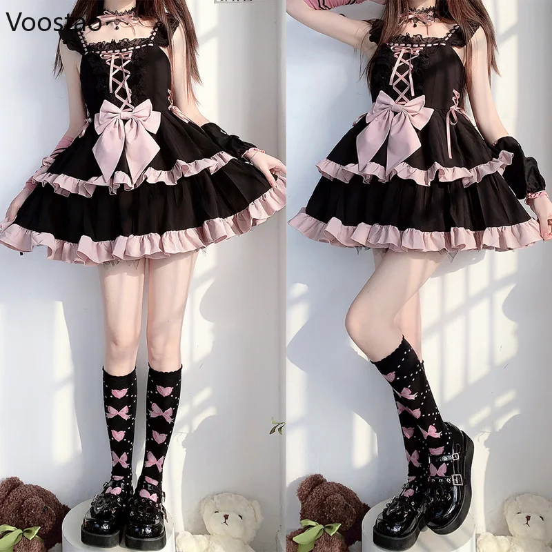 Japanese Victorian Gothic Lolita Dress Vintage Girl Sweet Bow Ruffles Bandage Princess Holiday Party Dresses Women Dark Vestidos images - 6