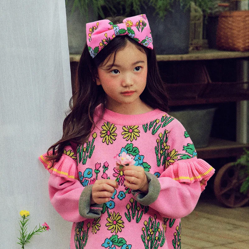 Girls Sweater Set 2022 Autumn Printing Korean Girls Sweater Fashion Pink Girls Skirts Cotton Girls Clothes Children's Clothing