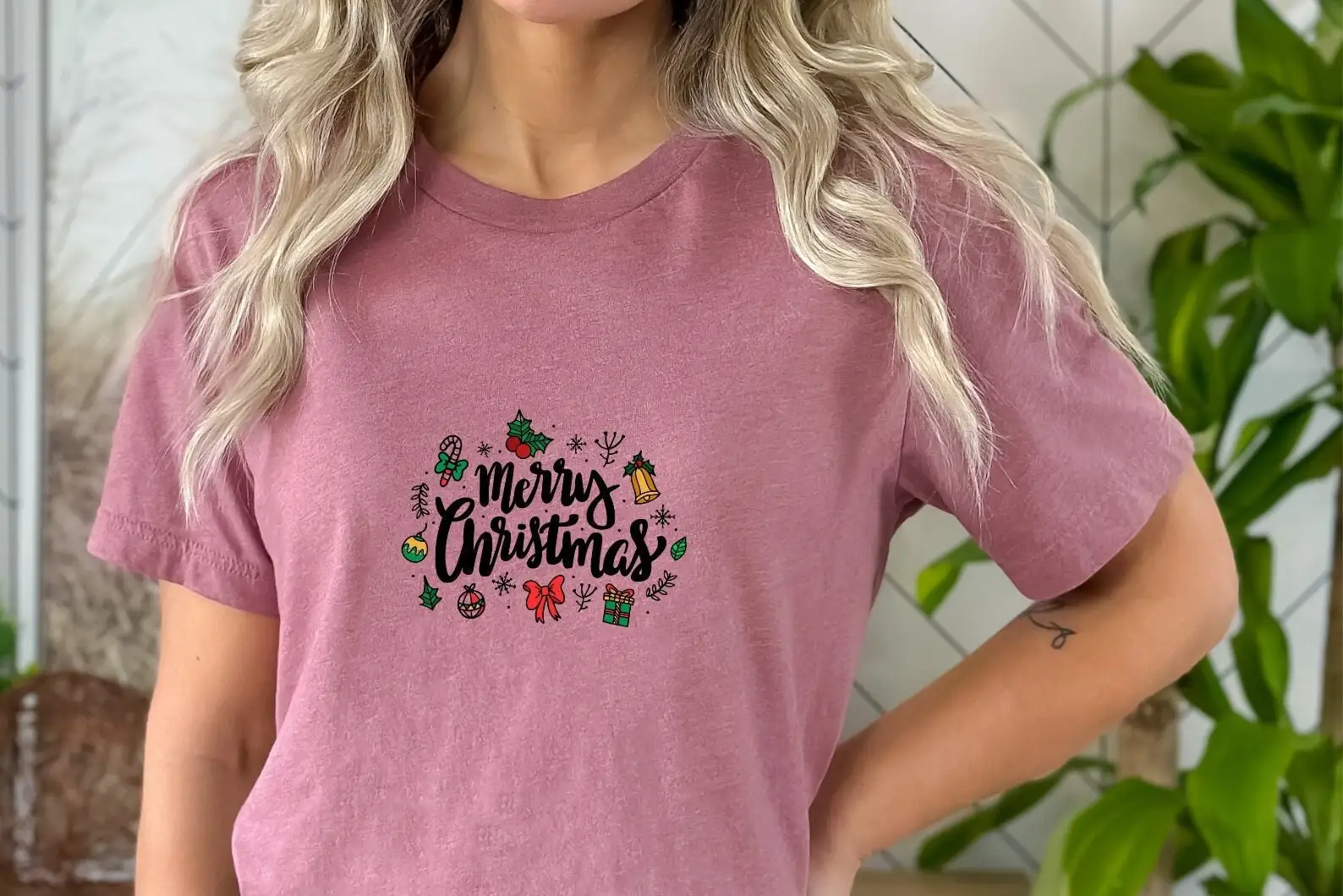 Женская футболка Merry Christmas Sweat праздничная 3-звездная