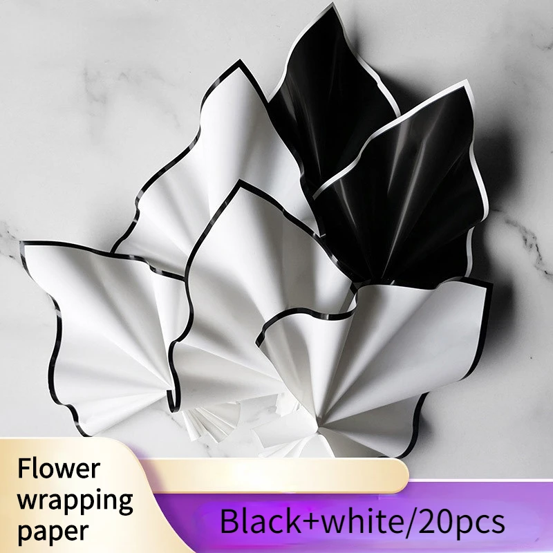 

20pcs Black White Flower Wrapping Paper Matt Film Waterproof Fog Thickened Bouquet Wrapping Flower Paper Florist DIY Packaging