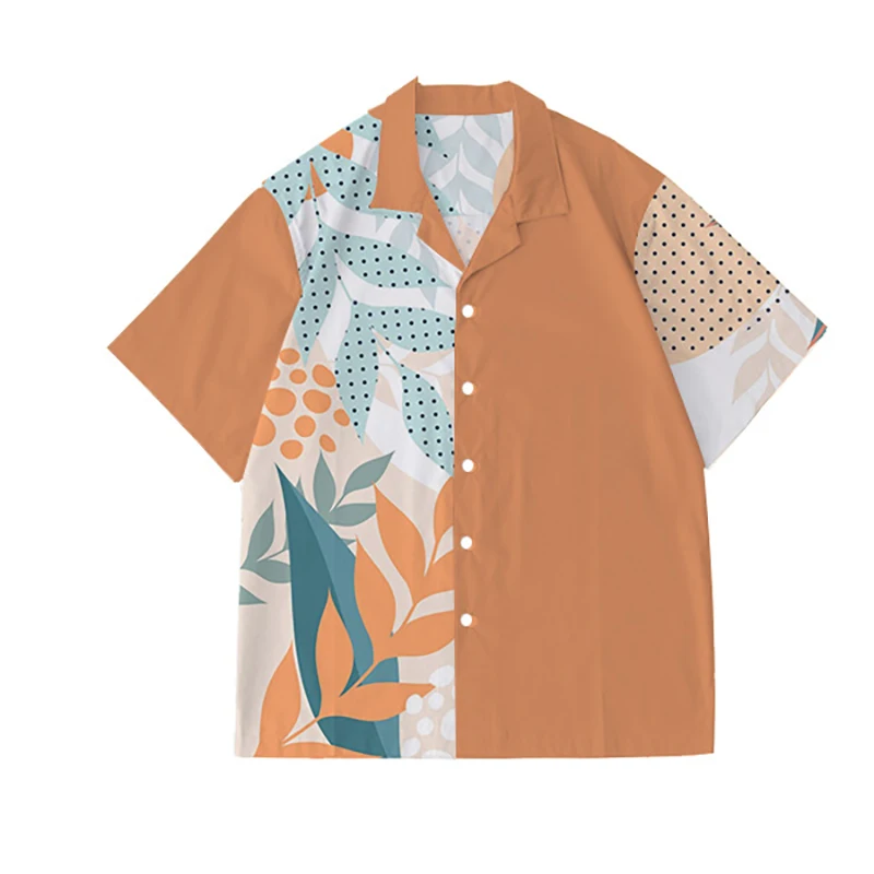 

2023 Summer Europe And America Hawaii Shirt Men's Digital Printed Cardigan Short Sleeve Youth Popular Lapel Mens Shirt