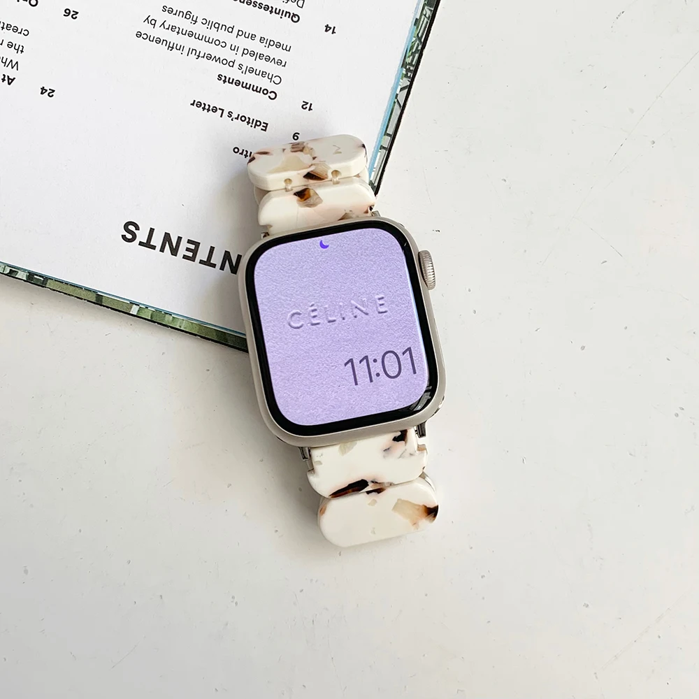 Resin Elastic Strap For Apple Watch Band 41mm 40mm 49mm 45mm 38mm 44mm Women Bracelet iwatch Series 8 7 6 se 5 4 3 ultra Correa