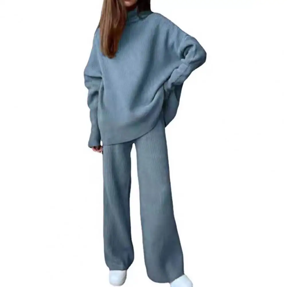 

Women Tracksuit Suit Knitting Long Sleeves Pullover and Casual Wide Leg Winter Blouse Pants Set Autumn Sportswear Outfits