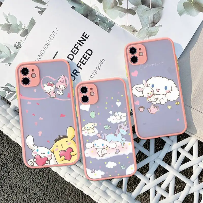 

Cinnamorol Melody Cartoon Phone Case For iphone 14 13 12 11 Pro Max Mini Plus X XS XR Pink Matte Transparent Cover