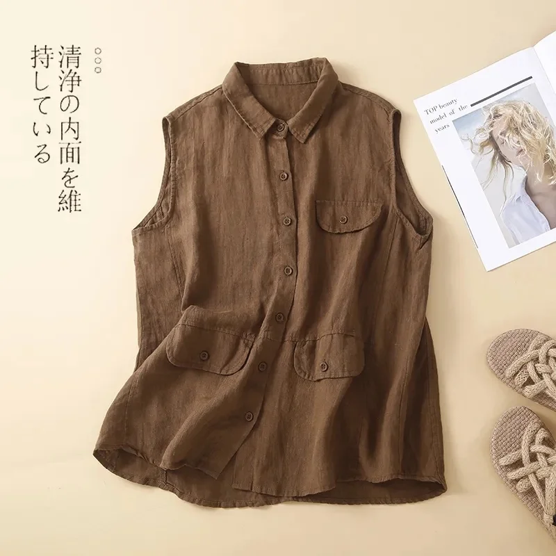 

Women Vest 2022 New Summer Loose Waistcoat Single Breasted Sleeveless Thin Short Blazer Vintage Tops Outerwear Female Clothing