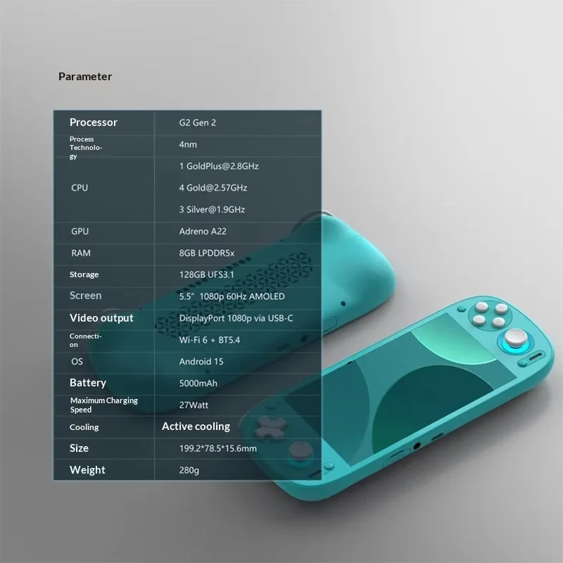 Фото Игровая консоль Retroid Pocket G2 с 5,5-дюймовым OLED-экраном, ретро-игровая приставка с джойстиком Hall, 8+128 ГБ, аксессуары для управления играми №3