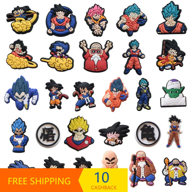 

1PCs PVC Drop Plastic Soft Rubber Shoe Ornament Cartoon Dragon Ball Hole Shoes Buckle Shoe Accessories Decorative Buckle Kakarot