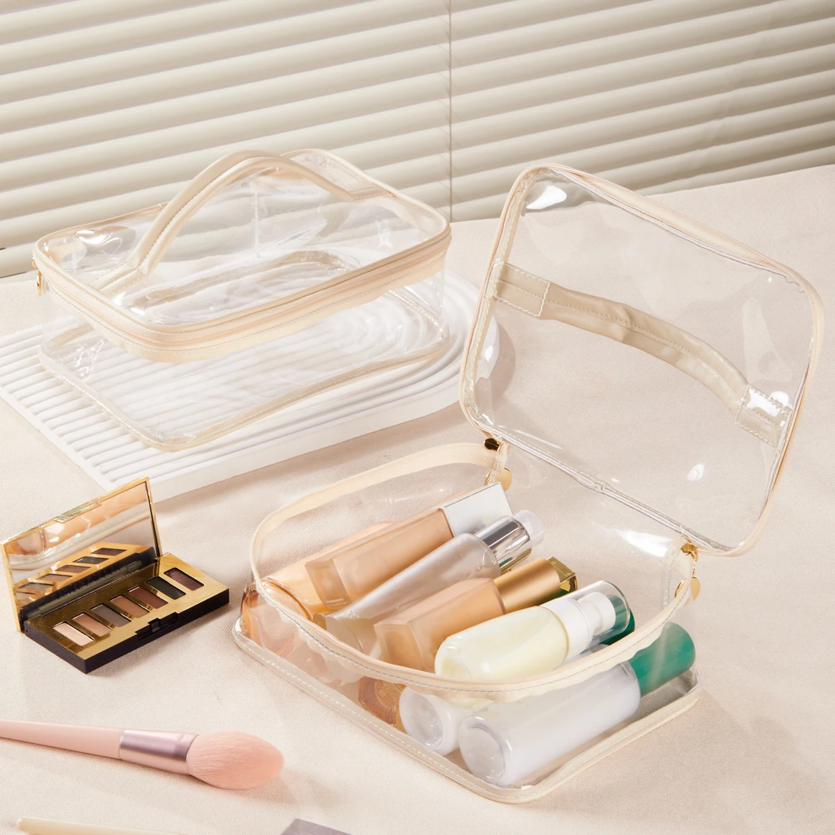 1 Шт. Большая Прозрачная Водонепроницаемая Портативная Сумка Для Кистей Макияжа