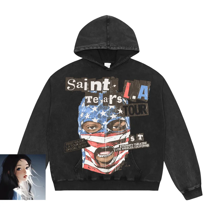 Мужская маска с принтом флага SAINT Tears толстовка из потертой махровой ткани