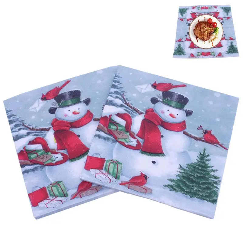 

Christmas Napkins 20 PCS Soft Paper Christmas Napkin 33x33cm Party Tableware Unscented Soft Paper Napkins Towels Tissues With