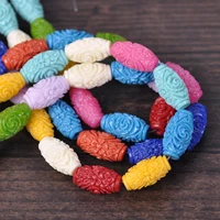 25pcs random mixed barrel oval shape 16x9mm shell powder made artificial coral loose beads for diy crafts jewelry making