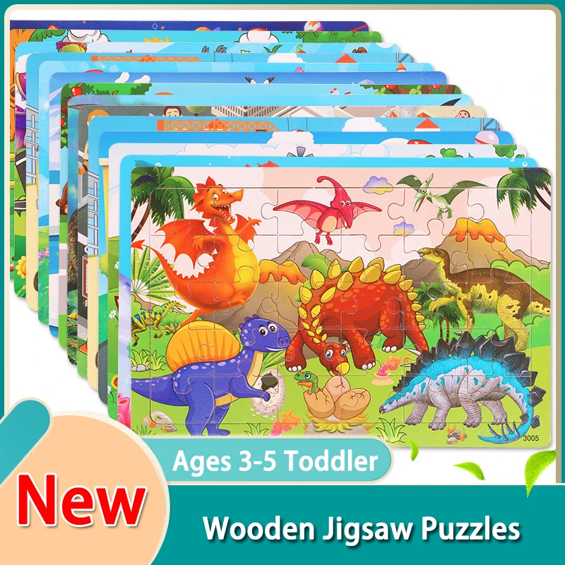 

Пазлы деревянные разноцветные для детей 3-8 лет, 30 шт.