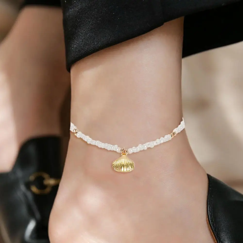 

Ankle Bracelet Seashell Pendant Lightweight Foot Accessories Women Faux Pearl Ankle Bracelet Fashion Jewelry Beach Anklet