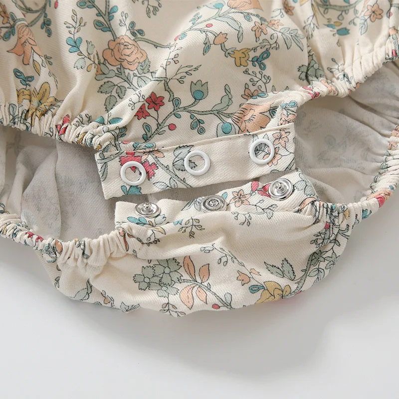Freely Move Baby Girl Clothes For 0-2Y Summer Linen Cotton Newborn Baby Girl Short Sleeves Floral Romper Fashion Infant Clothing
