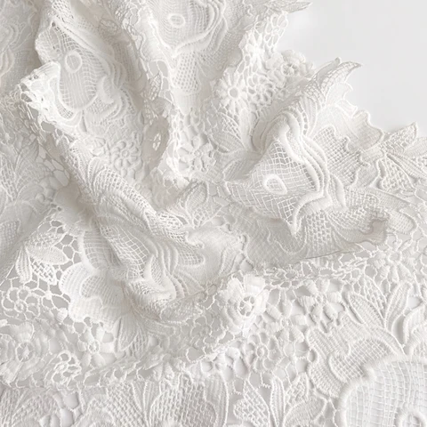 Высококачественная Белая Водорастворимая кружевная ткань, вышитая цветочной вышивкой, ткань, куртка, платье, Ципао, изготовление на заказ