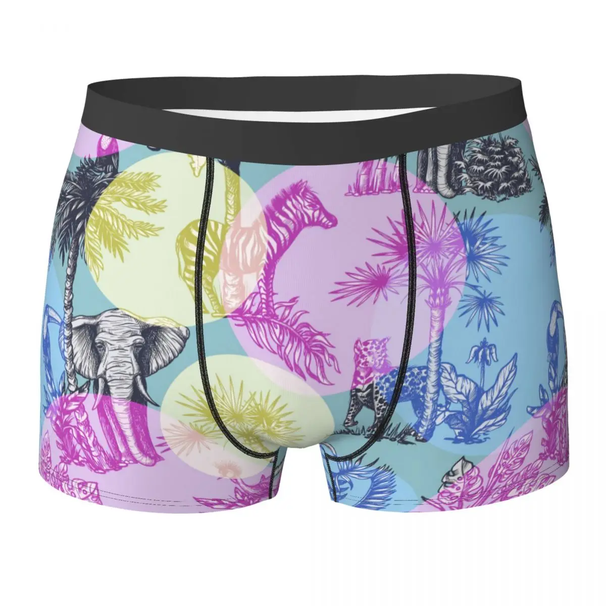 

Elephant Wildlife Underwear Cheetah Zebra Palm Print Male Boxer Brief Soft Boxer Shorts Hot Sublimation Oversize Underpants