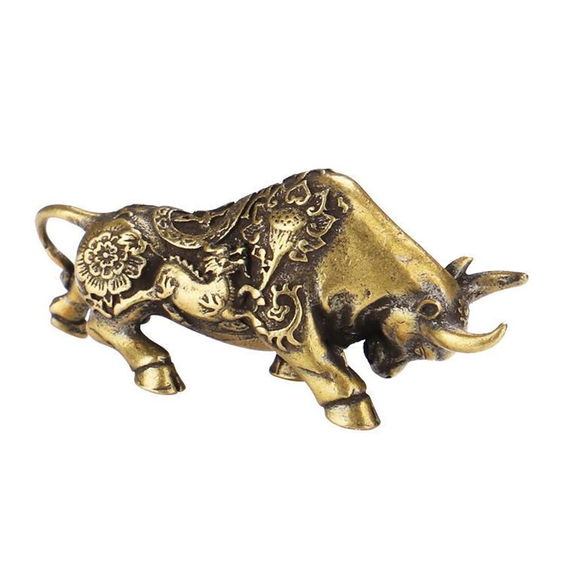 Brass Lucky Bullfighting Statue Home Office Decoration Ornaments Copper Crafts Animal Miniature Figurine Bring Wealth Desk Decor