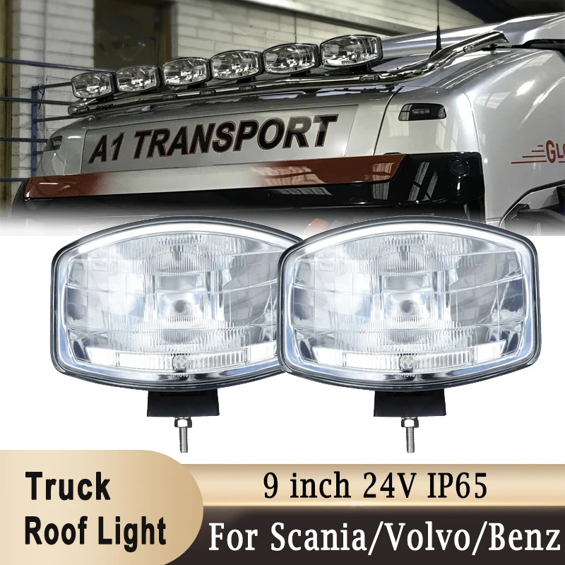 9 inch Truck LED Roof Driving Lights 24V IP65 Waterproof Universal Trailer Fog Light for Scania Volvo Benz Truck Vans Work Light