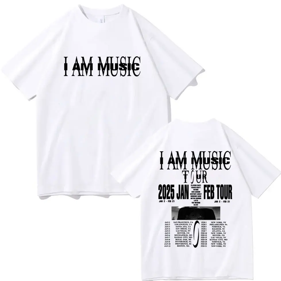 Фото Playboi Carti I AM MUSIC Tour 2025 Графические футболки Harajuku Хип-хоп Поп Рэп Футболка с коротким рукавом Мужские винтажные модные футболки №2
