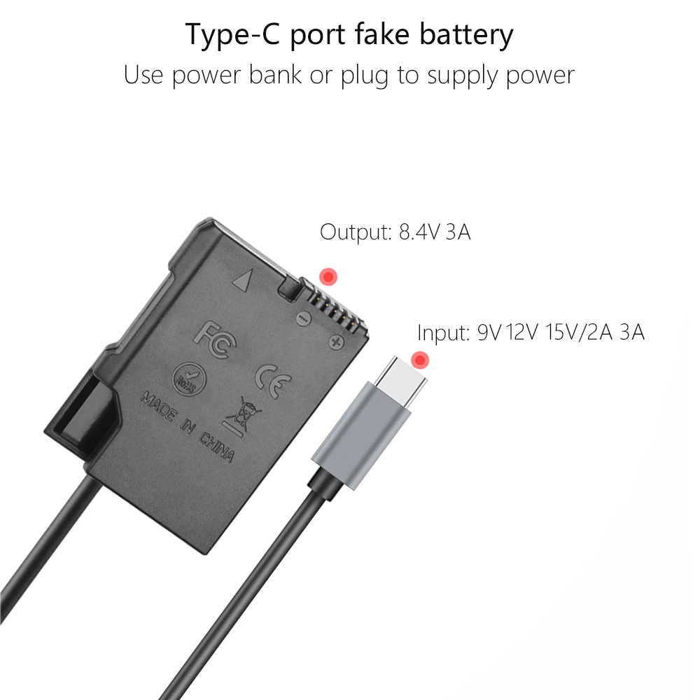 PD Type-C EP-5A EN-EL14 Dummy Battery Power Supply Kit for Nikon D3100, D3200, D3300, D3400, D5100, D5200, D5300