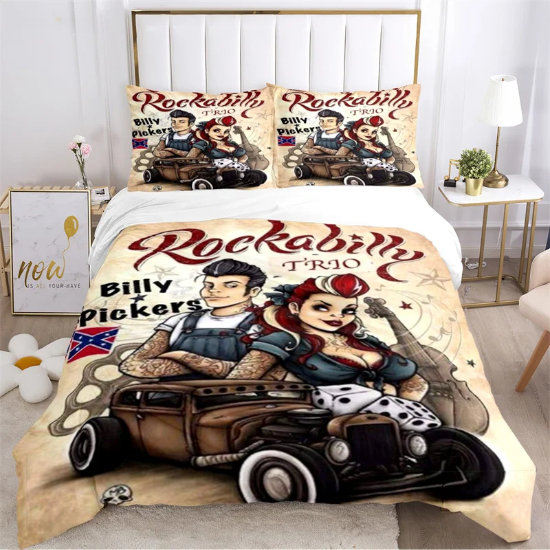 Rockabilly Hip Hop Music All Season Duvet Cover Set with Pillowcase Home Textile Twin Full Queen King Children's Gift