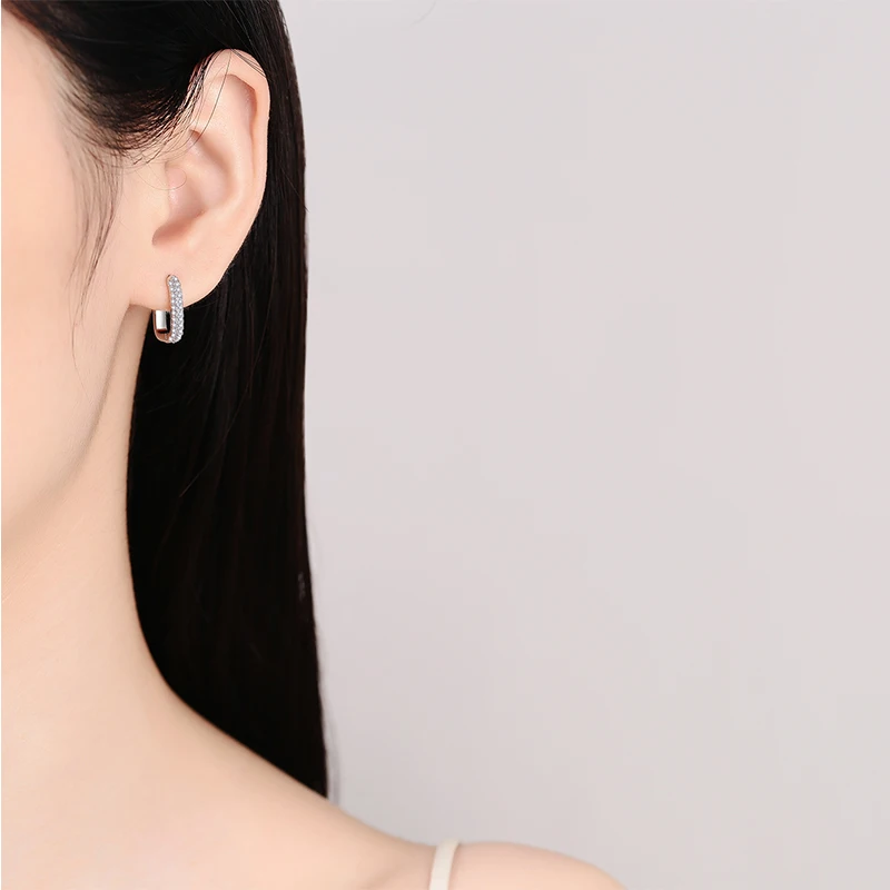 Серьги-кольца SACKART из серебра 925 пробы с муассанитом круглые оригинальные серьги