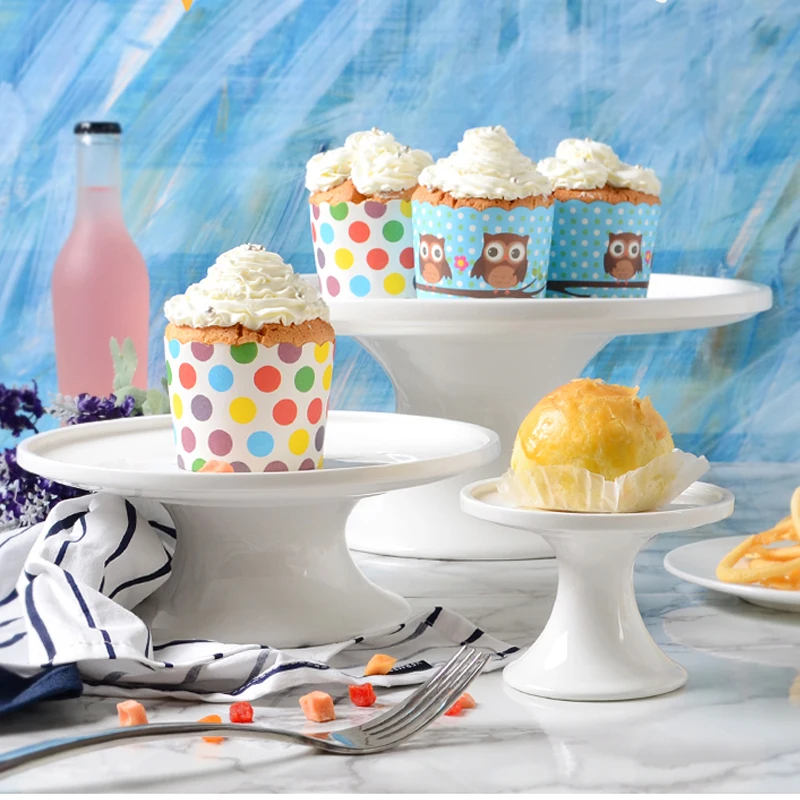 

White Ceramic Cake Plate Wedding Anniversary Dessert Plate High Cake Tray Dessert Rack Baking Table Cake Rack