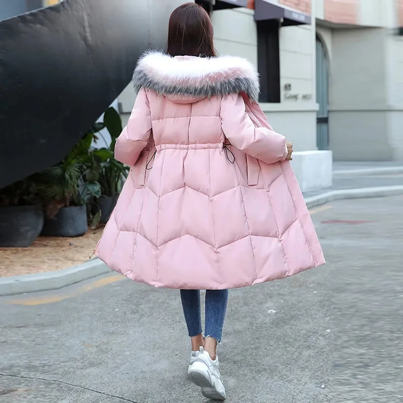 Down Jacket Womens 2022 New Winter Clothes Fur Collar Long Over Knee White Duck Down Coat Women Casual Fashion Versatile Parkas
