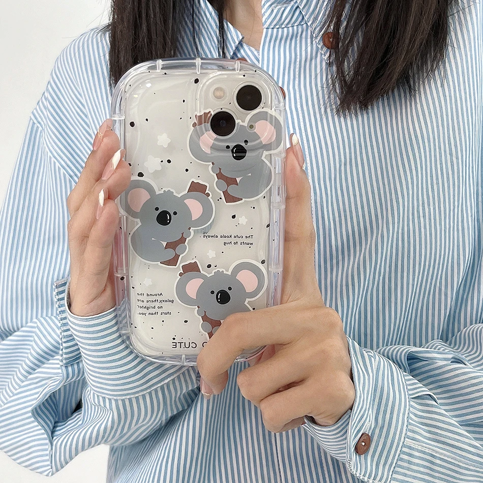 

Cute 3 Koalas Phone Case For iPhone 14Pro Max XR X XSMAX 14 11 12 13 Pro Max 13Pro Cover Soft Silicone Funda Protection Coque