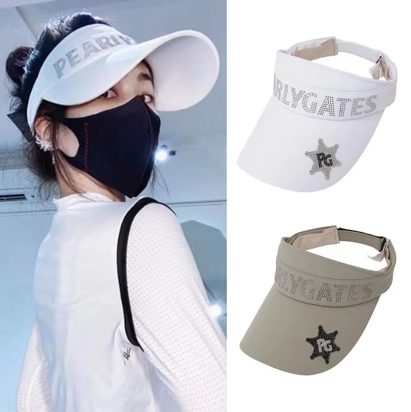 

Golf Hat New Fashion Women Empty Top Hat Korean Version Sunscreen Diamond Inlaid Golf Cap
