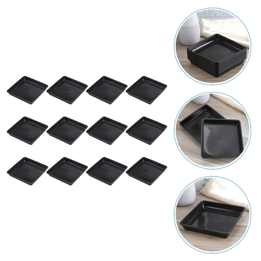 

12 Pcs Square Pot Flower Tray Flowerpot Plastic Container Base Potted Trays Saucer Ground Gardening Water Plates