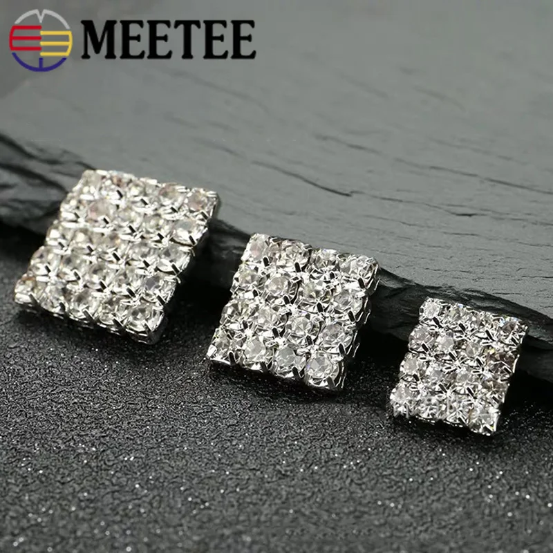 Meetee 5/10Pcs 13/17/25mm Square Fur Button Alloy Rhinestone Shank Buttons DIY Garment Sewing Decorative Buckle Accessories | Дом и сад