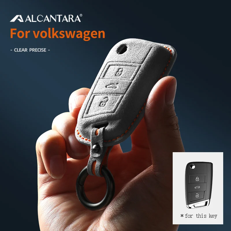 

Alcantara Car Key Case Cover Holder Key Shell Buckle For Volkswagen Tiguan L Golf 7 Lamando Sagitar Teramont Lavida Bora Tayrgn