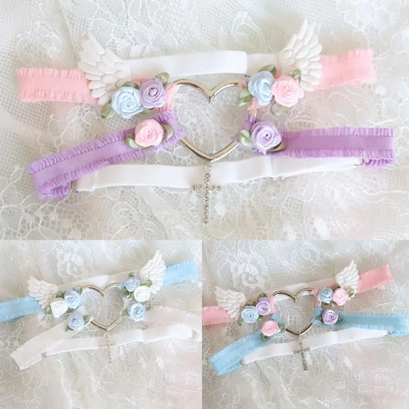 

Japanese Anime Love Heart Flower Wings Thigh Harness Women's Suspender Garter Belt Girls Lolita Sexy Cosplay Accessories