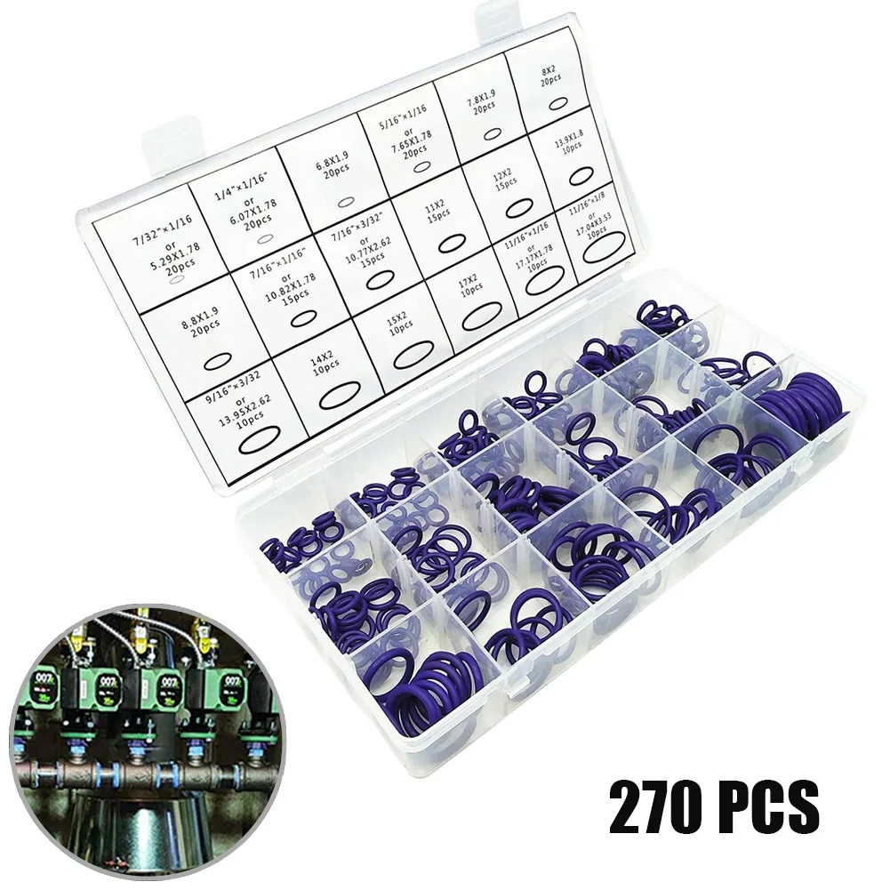 

270PCS Metric Nitrile Rubber O-Ring Sealing Washer Assortment Kit HNBR Sealing Gaskets Automotive Repair Tool
