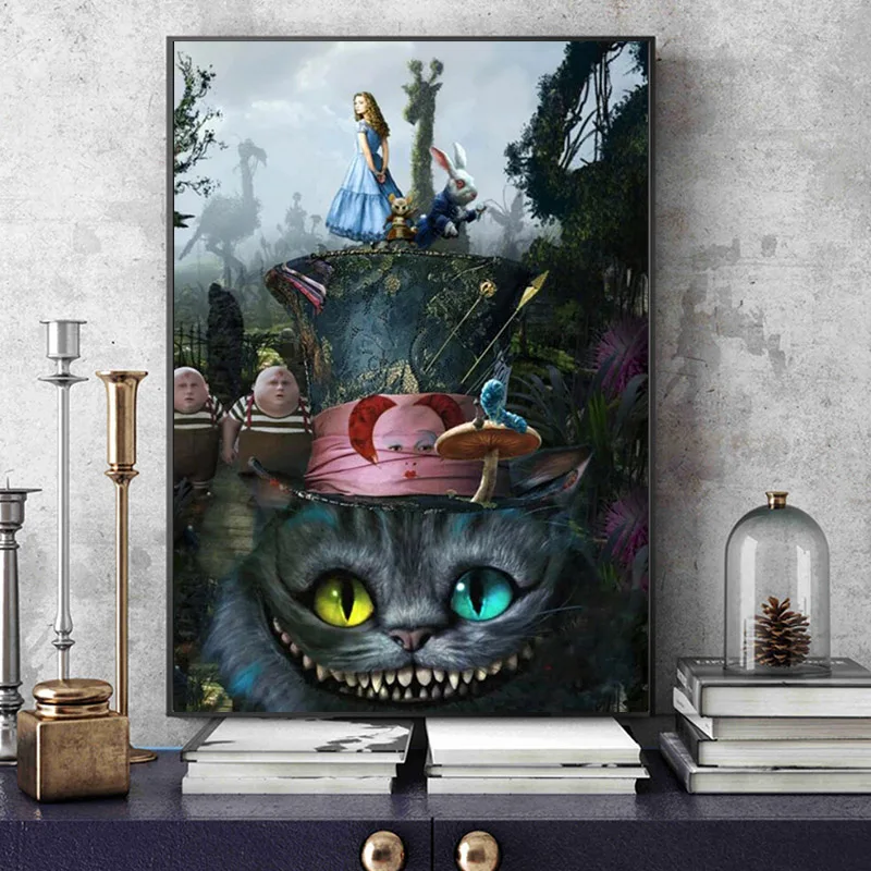 Постер Disney «Алиса в стране чудес», принты, фильм, сумасшедший Хэттер,  Чеширский кот, Картина на холсте, настенное искусство, мультяшное  изображение, домашний декор, подарок | AliExpress