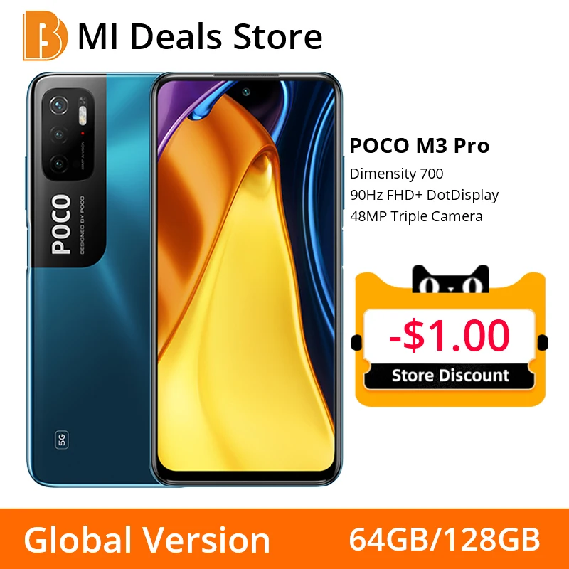 global version poco m3 pro 5g mobile phone dimensity 700 octa core 90hz 6 5” fhd dotdisplay 48mp triple camera 5000mah nfc free global shippi