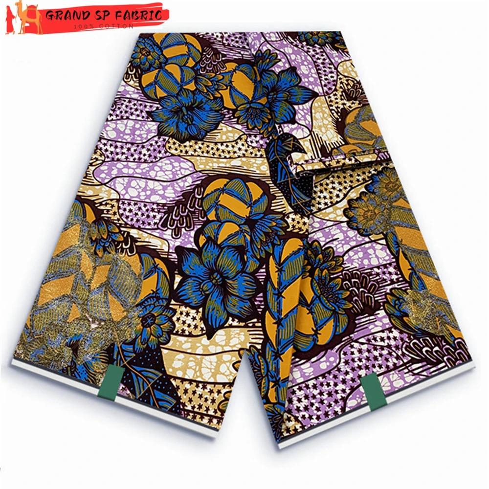 

Grand Super 100% Cotton African Wax Fabric High Quality Wax Print Ankara Fabric For Sewing 6yards Women Fabric VLS21