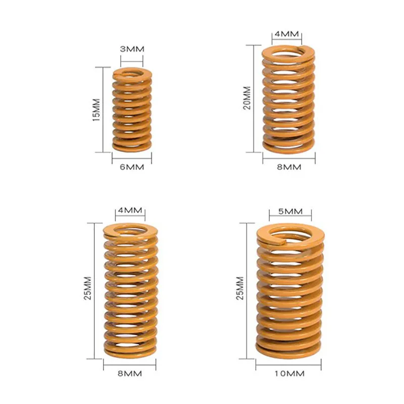 4/8/10 шт. пружина для 3D-принтера для подогревающейся платформы, выравнивающий экструдер, прочная пружина с отверстием 3/4/5 мм, внешний диаметр 6/8/10 мм, Длина 15/20/25 мм