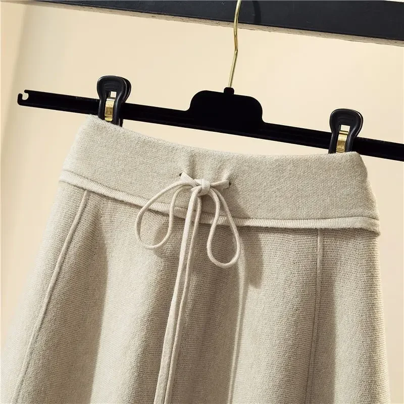 Модная осенне-зимняя женская однотонная шерстяная эластичная юбка с высокой