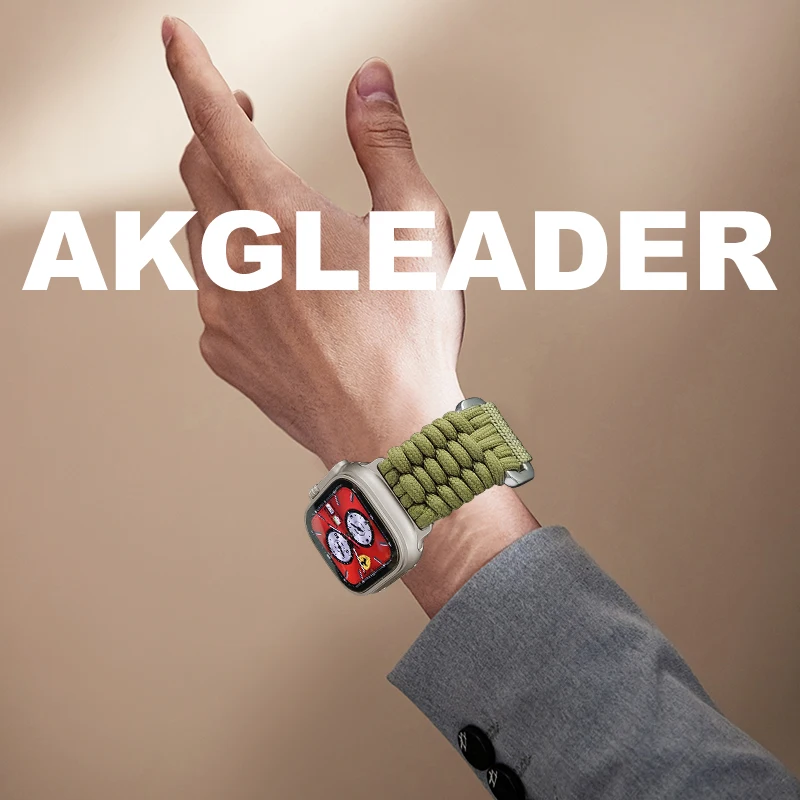 AKGLEADER плетеный нейлоновый ремешок для часов ручной вязки Apple Watch Ultra 2 1 Series 45 мм 44 42