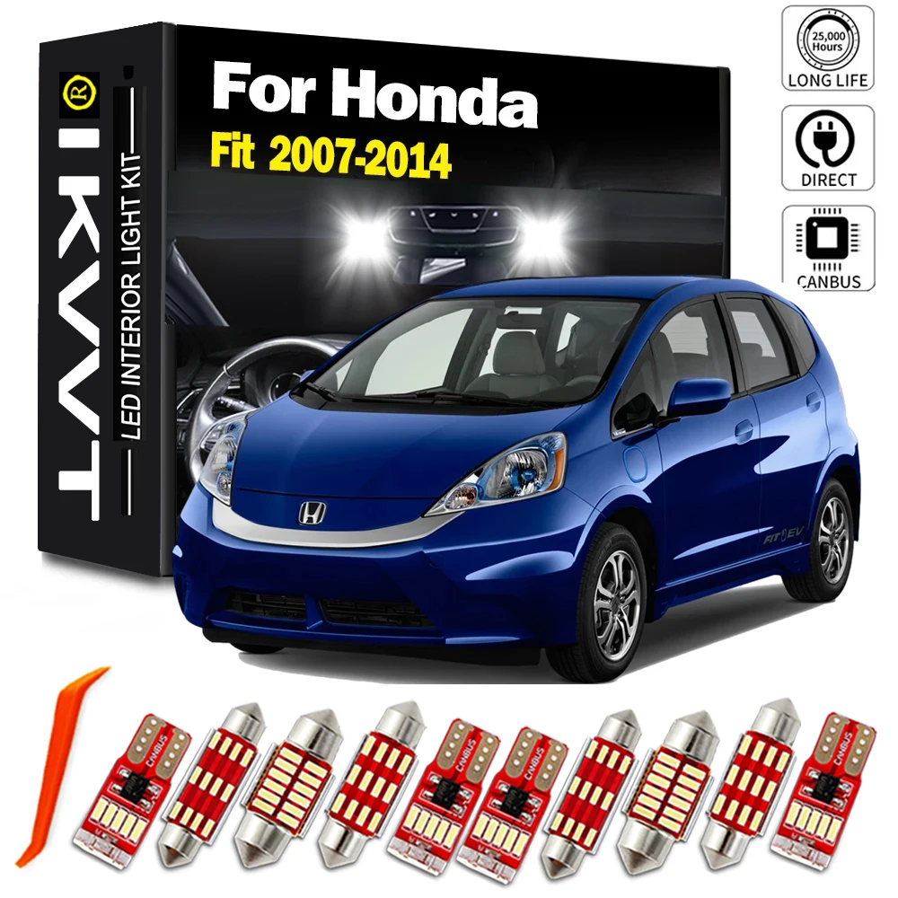 IKVVT 9X Комплект внутреннего освещения LED Canbus для 2007 2008 2009 2010 2011 2012 2013 2014 Honda Fit Map Dome